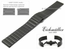 Uhrenarmband 18mm schwarz Edelstahl gebürstet vorbereitet für EASY-CLICK mit Faltschließe von EICHMÜLLER