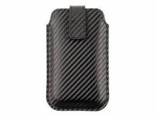 Exklusive Hülle für Handy & Smartphone z.B. iPhone 6/7 echt Rindleder Carbon-Optik anthrazit MADE IN GERMANY