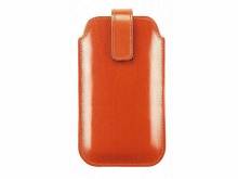 Exklusive Hülle für Handy & Smartphone z.B. iPhone 6/7 echt Anilin-Rindleder orange mit Entnahme-Zugband MADE IN GERMANY