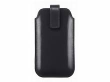 Exklusive Hülle für Handy & Smartphone z.B. iPhone 6/7 echt Anilin-Rindleder schwarz m. Entnahme-Zugband MADE IN GERMANY