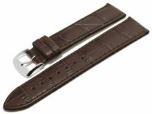 Uhrenarmband Kroko-Print 21mm dunkelbraun Leder Kroko-Prägung abgenäht von BARINGTON (Schließenanstoß 18 mm)