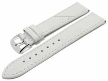 Watch strap Kroko-Print 20mm white leather croco grain stitched by BARINGTON (width of buckle 18 mm)