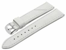 Watch strap Kroko-Print 21mm white leather croco grain stitched by BARINGTON (width of buckle 18 mm)