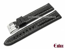 Uhrenarmband 24mm schwarz echt Haifisch-Leder von EULUX (Schließenanstoß 20 mm)