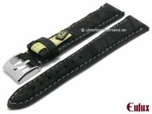Well-crafted watch strap Kaiman Nubuk 20mm black genuine alligator by EULUX (width of buckle 18 mm) - EU only