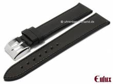 Uhrenarmband SHELL CORDOVAN 20mm schwarz vegetabil gegerbt abgenäht von EULUX (Schließenanstoß 18 mm)
