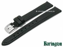 Uhrenarmband Imperator 14mm schwarz Schrumpf-Leder genarbt abgenäht von BARINGTON (Schließenanstoß 12 mm)