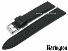 Uhrenarmband Bauhaus 18mm schwarz sehr weiches Leder genarbt matt abgenäht von BARINGTON (Schließenanstoß 16 mm)