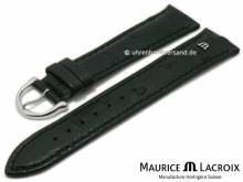 Ersatz-Uhrenarmband Original MAURICE LACROIX 16mm schwarz Straußen-Leder genarbt abgenäht