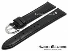 Ersatz-Uhrenarmband Original MAURICE LACROIX 16mm schwarz Leder Alligator-Prägung abgenäht