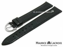 Uhrenarmband Original MAURICE LACROIX XL 18mm schwarz Leder Alligator-Prägung abgenäht