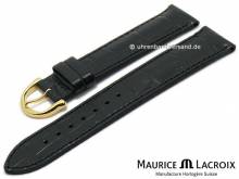 Ersatz-Uhrenarmband Original MAURICE LACROIX 16mm schwarz Leder Alligator-Prägung goldfarbene Dornschließe