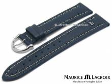 Watch strap original MAURICE LACROIX 20mm dark blue leather grained light stitching
