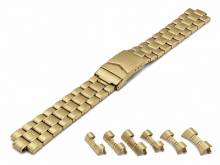 Watch strap 18-22mm Stainless Steel golden EULIT partly polished multiple ends curved/straight