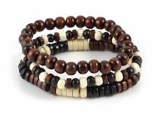 (Schmuck-) Armband-Set 3-teilig Holz schwarz/braun/beige - Bandlänge ca. 20cm