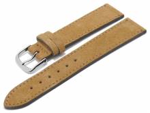 Watch strap 18mm light grey leather velvety/velour-like stitched by FLUCO - Made in Germany (width of buckle 16 mm)
