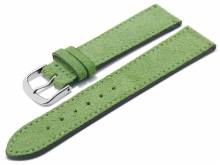Watch strap 18mm light green leather velvety/velour-like stitched by FLUCO - Made in Germany (width of buckle 16 mm)