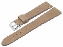 Watch strap Rodeo 20mm light brown leather vegetable tanned smooth light stitching by FLUCO (width of buckle 16 mm)