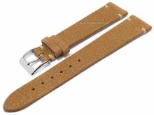 Watch strap Rodeo 20mm brown leather vegetable tanned smooth matt light stitching by FLUCO (width of buckle 16 mm)