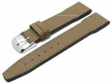 Uhrenarmband Pilot 21mm beige Leder Aviator-Look abgenäht passend für IWC etc. von FLUCO (Schließenanstoß 18 mm)