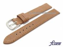 Watch strap Pig 14mm light brown pig leather grained by FLUCO (width of buckle 14 mm)