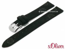 Original Ersatz-Uhrenarmband s.Oliver 16mm schwarz Leder glatt matt für SO-1660-LQ* etc.