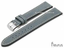 Watch strap 22mm light blue leather vintage look with easy change spring bars by FLEURUS (width of buckle 20 mm)