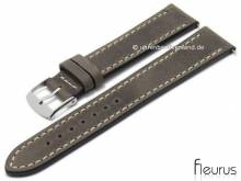 Uhrenarmband 18mm dunkelbraun Leder Vintage-Look mit Schnellwechsel-Stegen von FLEURUS (Schließenanstoß 16 mm)