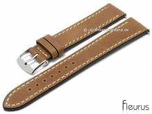 Uhrenarmband 18mm hellbraun Leder Vintage-Look mit Schnellwechsel-Stegen von FLEURUS (Schließenanstoß 16 mm)