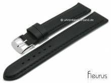 Uhrenarmband Natura Lisse 24mm schwarz Leder titanium gegerbt abgenäht von FLEURUS (Schließenanstoß 22 mm)