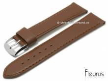 Uhrenarmband XS 16mm hellbraun Leder glatt matt abgenäht von FLEURUS (Schließenanstoß 14 mm)