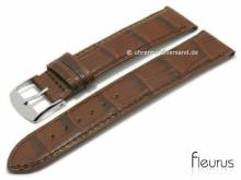 Uhrenarmband XS 16mm dunkelbraun Leder Alligator-Prägung abgenäht von FLEURUS (Schließenanstoß 14 mm)