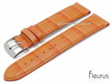 Uhrenarmband XS 18mm orange Leder Alligator-Prägung abgenäht von FLEURUS (Schließenanstoß 16 mm)