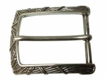 Gürtel-Dornschließe Metall silberfarben Stripes-Motiv passend für Gürtelbreite 35 mm