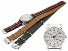 1 Automatik-Herrenuhr RUHLA + 3er-Set Uhrenarmbänder NATO EXPLORER TRIO Materialmix Ziffernblatt silberfarben  (*GD*HU*)