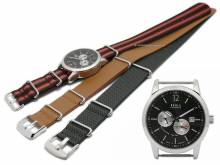 1 Automatik-Herrenuhr RUHLA + 3er-Set Uhrenarmbänder NATO EXPLORER TRIO Materialmix Ziffernblatt schwarz  (*GD*HU*)