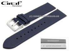 Watch strap Kopenhagen 20mm dark blue leather special lug ends for screwed casings by GRAF (width of buckle 18 mm)