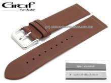 Watch strap XL Kopenhagen 20mm brown leather special lug ends for screwed casings by GRAF (width of buckle 18 mm)