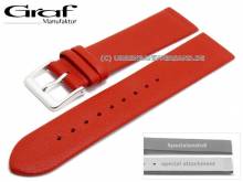 Watch strap Kopenhagen 20mm red leather special lug ends for screwed casings by GRAF (width of buckle 18 mm)