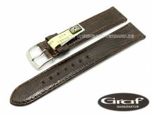 Well-crafted watch strap Brazil 22mm dark brown genuine teju lizard glossy by GRAF (width of buckle 18 mm) - EU ONLY