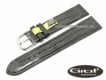 Well-crafted watch strap Brazil 22mm grey genuine teju lizard glossy by GRAF (width of buckle 18 mm) - EU ONLY