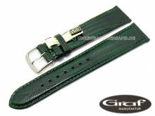 Well-crafted watch strap Brazil 17mm dark green genuine teju lizard glossy by GRAF (width of buckle 16 mm) - EU ONLY