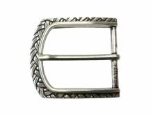 Gürtel-Dornschließe Metall silberfarben Braid-Motiv passend für Gürtelbreite 40 mm