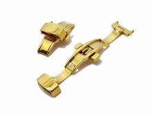 Butterfly clasp (HeBFS-02) 14mm stainless steel golden polished push button release