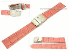 Watch band 24mm pink alligator grain light stitching clasp (width of buckle 22 mm)