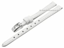 Basic watch strap 06mm white leather grained stitched (width of buckle 06 mm)