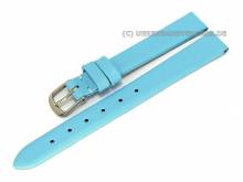Watch band leather 12mm light blue smooth surface without stitching (width of buckle 10 mm)