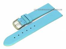 Watch band leather 20mm light blue smooth surface without stitching (width of buckle 18 mm)