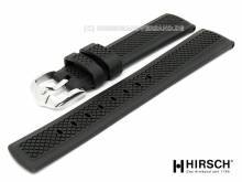 Uhrenarmband (4047-88) Accent 24mm schwarz Kautschuk mit Struktur EASY-CLICK-Stege von HIRSCH (Schließenanstoß 22 mm)