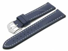 Watch strap (014-75) Heavy Calf 20mm dark blue leather l. stitched easy click spring bars HIRSCH (width of buckle 18 mm)